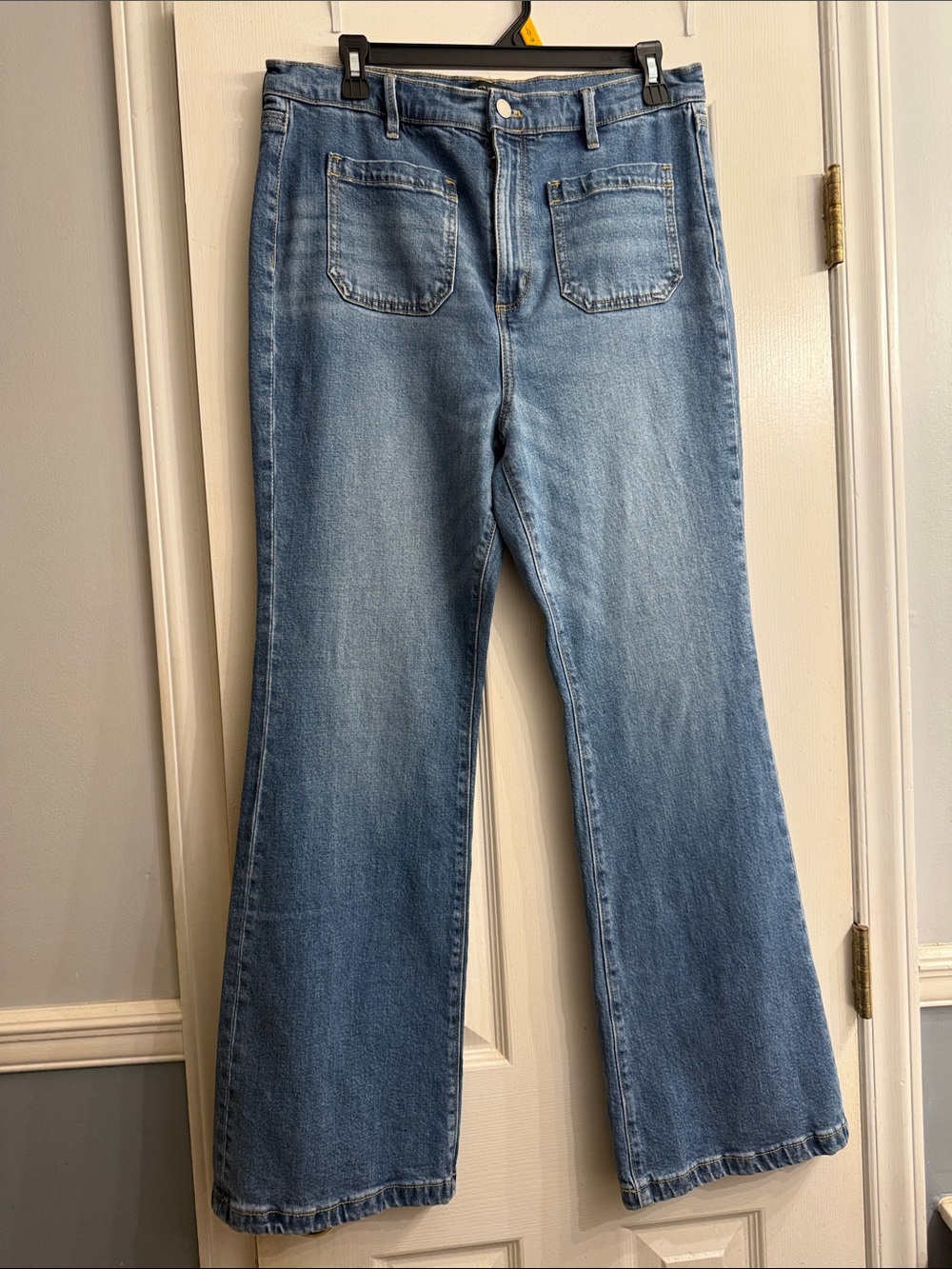 Ann Taylor High Rise Button Fly Wide Leg light blue Jeans size 12p